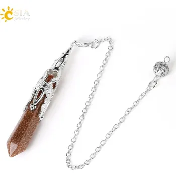 Náhrdelník Kyvadlový náhrdelník nejen pro věštění | věštecké kyvadlo, kyvadlo z minerálu - Hnědý písek 1