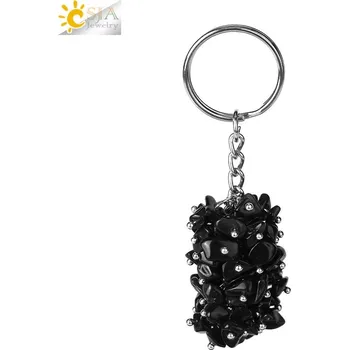 Přívěsek Krystalový přívěsek na klíče | ochranný amulet, pánský přívěsek - Černý obsidián