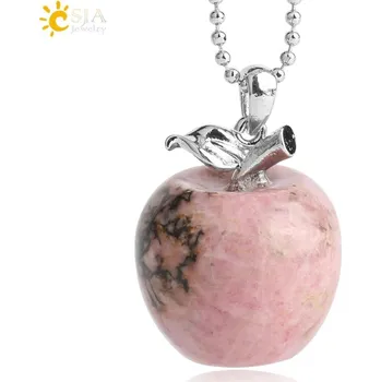 Přívěsek Přívěsek přírodní kámen s motivem jablka | přívěsek šperky - Linkový rhodonitový řetěz