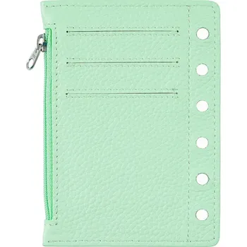 Diář Kožený kapsový diář na zip | kapsový zápisník, kožený plánovač - Oblázková máta