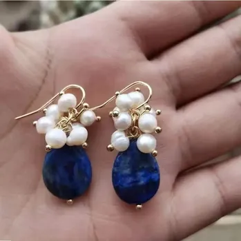 Náušnice Jemné visací náušnice s perličkami | perlové náušnice, luxusní šperk - zlato--A47