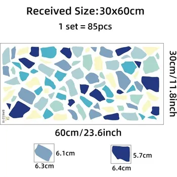 Samolepící dekorace Samolepící dekorace terrazzo | samolepka na zeď, dekorace stěn, vícebarevná mozzaika - Modrý