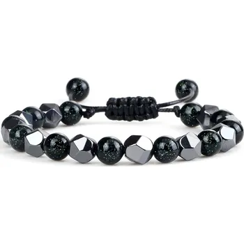 Náramek Unisex náramek s korálky z hematitu | dámský korálkový náramek, náramek z hematitu - 8mm zelený pískovec