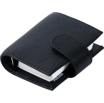 Diář Kožený diář s kroužky na cesty | kožený zápisník | malý diář - Oblázková černá