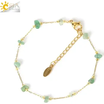 Náramek Jemný dámský náramek s přírodními kameny | elegantní náramek, ocelový náramek - Zelený avanturín 2