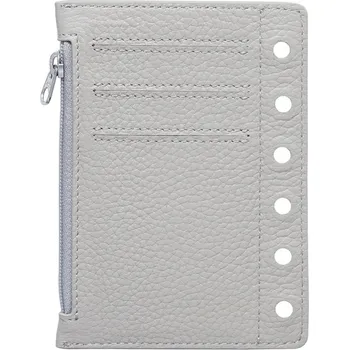 Diář Kožený kapsový diář na zip | kapsový zápisník, kožený plánovač - Oblázková šedá