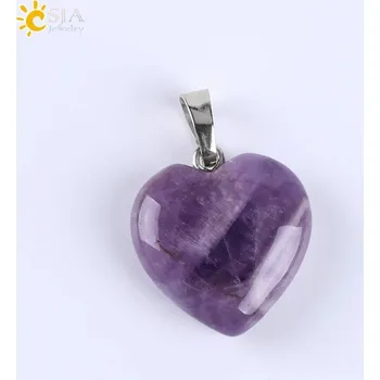 Přívěsek Minerální přívěsek ve tvaru srdce | přírodní šperk, přívěsek pro zamilované - Ametyst