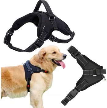 Postroj pro psa POHODLNÉ NASTAVITELNÉ POSTROJE PRO PSA PRODYŠNÉ S REFLEXNÍMI PRVKY ČERNÉ L