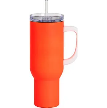 Termohrnek Termohrnek 1200 ml s brčkem matný - neonově oranžová sublimace termotransfer