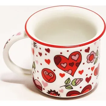 Stolování Hrnek 100ml TINA - VES.SRDÍČKA červ., český porcelán