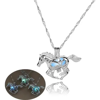 Náhrdelník Svítící náhrdelník s přívěskem | dámský náhrdelník, svítící želva - 27 , Modrý