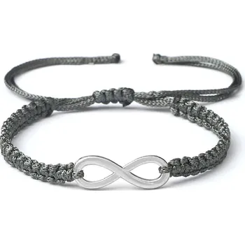 Náramek Ručně pletené infinity náramky pro páry | náramky přátelství, párové náramky - Gray-S