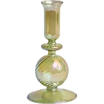 Svícen Vysoký skleněný svícen | skleněná dekorace | skleněné svícny | dekorace domov - Malý míček RPineGreen