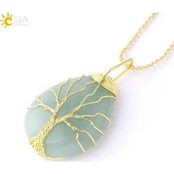 Náhrdelník Minerální náhrdelník se stromem života | přívěsek náhrdelník - GreenAventurineChaiA