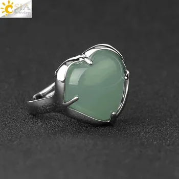 Prsten Nastavitelný prsten s přírodním kamenem | dámský prsten, zásnubní prsten - Zelený avanturín