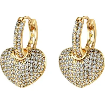 Náušnice Náušnice srdce se zirkony | Elegantní náušnice, dámské šperky - Zlato