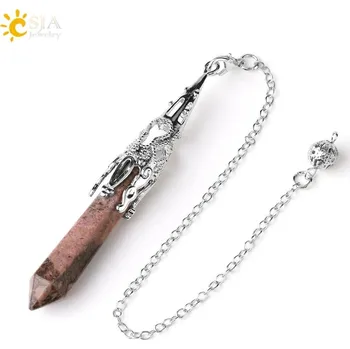 Náhrdelník Kyvadlový náhrdelník nejen pro věštění | věštecké kyvadlo, kyvadlo z minerálu - Řada Rhodonite 1