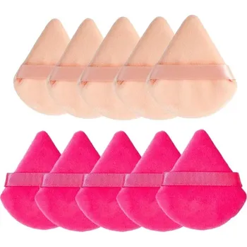 Make-up Make up houbička sametová trojúhelníková | kosmetické potřeby - khaki a červená - 10ks