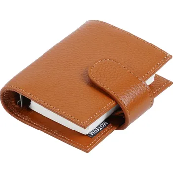 Diář Kožený diář s kroužky na cesty | kožený zápisník | malý diář - Pebbled Burnt orange