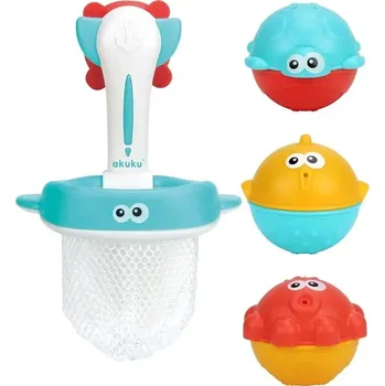 AKUKU Hračky do koupele se sítkem a košíkem DO KOUPELE 3ks A0456