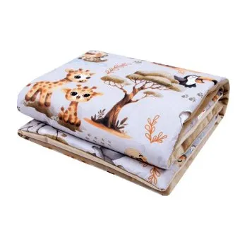 Dětská deka Velvet bavlněná deka 100 x 75 cm - mláďata/ šedá