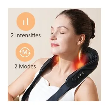 Masážní přístroj MASÁŽNÍ PŘÍSTROJ NA KRK A ŠÍJI KNQZE KN6 MODERNÍ MASÁŽNÍ PŘÍSTROJ AKUMULÁTOROVÝ ČERNÝ