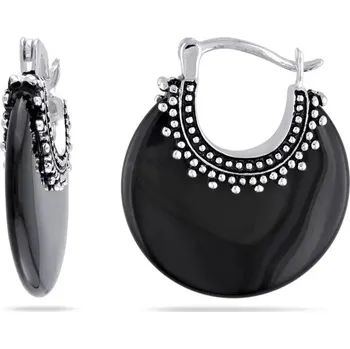 Náušnice Vintage kruhové náušnice se stříbrným kovem a modrými kameny | dámské náušnice, stylové doplňky - Černý