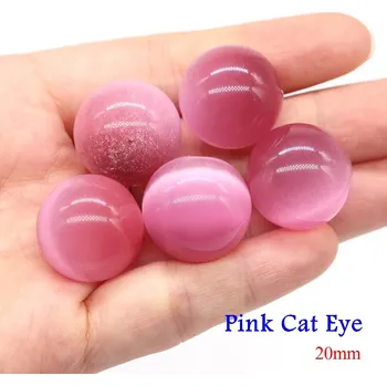 Korálek Přírodní minerální kuličky 20 mm | ametyst korálky | koule z kamene - Růžové kočičí oko , 10 KS