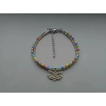 Náramek Korálkový náramek na kotník | letní šperk, plážový náramek - stříbrná--S6