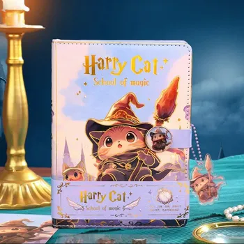 Diář Roztomilý kouzelnický diář s magnetickým zapínáním | diář pro studenty, kožený zápisník - E , B6