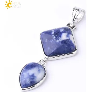 Přívěsek Přívěsek z přírodního kamene ve tvaru kapky | dámský přívěsek, krystal náhrdelník - Sodalit