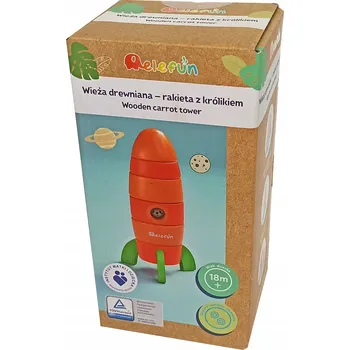 Dřevěná hračka Dřevěná Věž - Raketa s Králíčkem Elefun