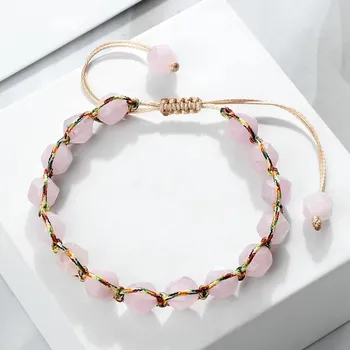 Náramek Boho náramek z přírodních korálků | dámský náramek | pánský náramek - Růžový křemen