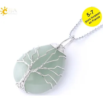 Náhrdelník Minerální talisman se stromem života | náhrdelník, minerální šperk - GreenAventurineChaiB