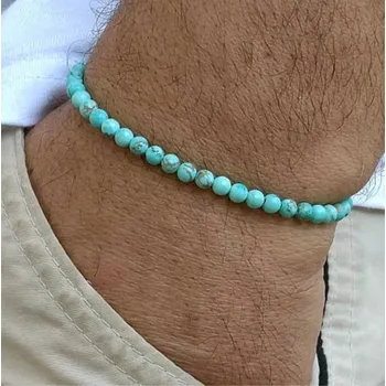 Náramek Minimalistický korálkový náramek z minerálních kamenů | pánský náramek, korálkový doplněk - A-133