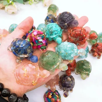 Dekorace želva z minerálů 50mm | želví soška, kapesní dekorace - Náhodná barva , 50 mm