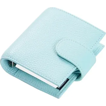 Diář Kožený diář s kroužky na cesty | kožený zápisník | malý diář - Oblázková Světle modrá