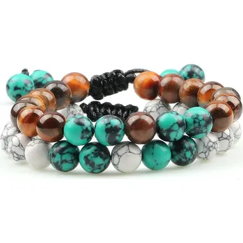 Náramek 2 ks Párové náramky s lávovým kamenem | minerální náramky | stylové náramky - sada 29