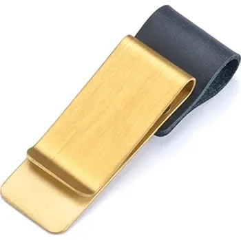 Kožený držák na psací potřeby | kovový klip, kožený diář - Modrá mosaz