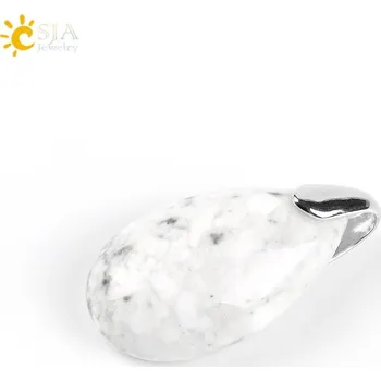 Přívěsek Minerální přívěsek ve tvaru vodní kapky | přívěsek, krystalový šperk - Bílá tyrkysová