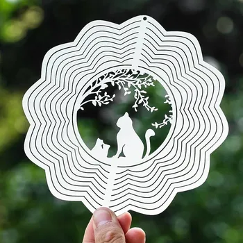 Zahradní dekorace Větrný lapač pro zahradu s 3D efektem | zahradní dekorace | lapač paprsků - Kočka