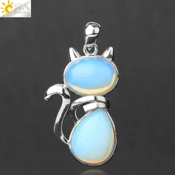 Přívěsek Přírodní přívěsek s motivem kočky | přírodní přívěsek, kočičí šperk - Opál