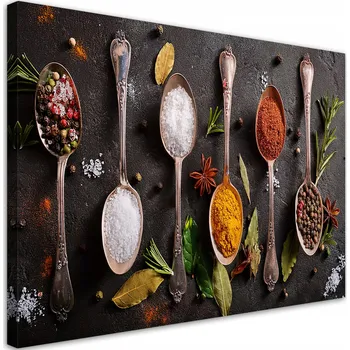 Obraz Obraz na plátně, Koření Bylinky Příbory 60x40