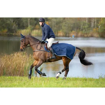 Deka pro koně RAMBO Deka bederní fleecová Rambo, nepromokavá, navy/thunderstorm grey & silver Délka zad: S