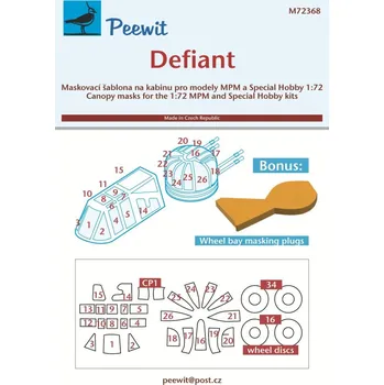 Plastikový model 1/72 Canopy mask Defiant (SP.HOBBY/MPM)