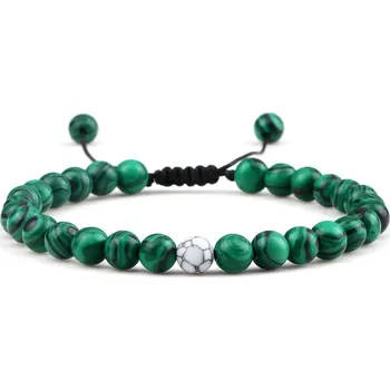 Náramek Náramek z minerálů | náramek pro páry | korálkový náramek - Malachit-bílá