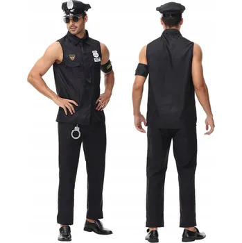 Karnevalový kostým KOSTÝM POLICISTY PRO MUŽE KOSTÝM POLICISTY PRO VYMÁHÁNÍ ZÁKONA HALLOWEENSKÝ KARNEVAL XL