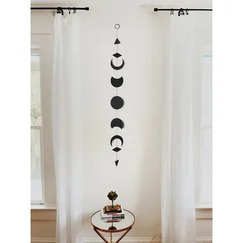 Boho měsíční girlanda dřevo černá | nástěnná dekorace, bytové doplňky