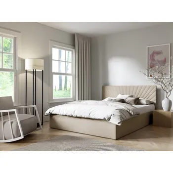 Postel Eka Čalouněná postel AFRODITE 90x200 cm Barva látky Trinity: (2302) Krémová, Úložný prostor: Bez úložného prostoru