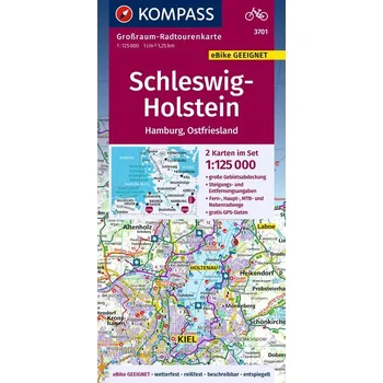 KOMPASS Großraum-Radtourenkarte 3701 Schleswig-Holstein, Hamburg, Ostfriesland 1:125.000